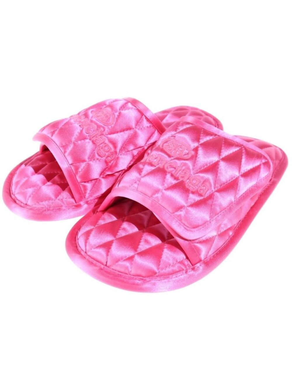 Balenciaga Logo Embroidery Quilted Satin Sandals Pink